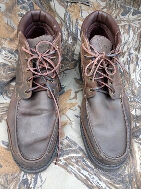 Rockport Brown Leather Lace-Up Moc-Toe Boots